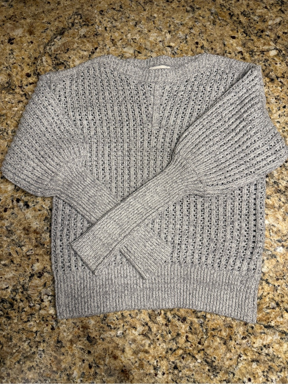NWOT Women’s John + Jenn Gray Open-Knit Pullover Skylar Sweater size SMALL